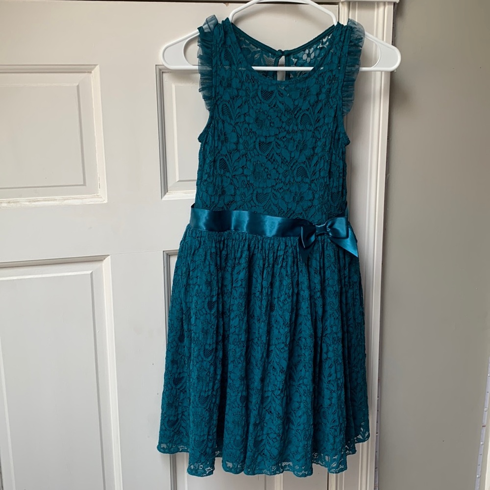 Zenzi teal green childrens dress, size L